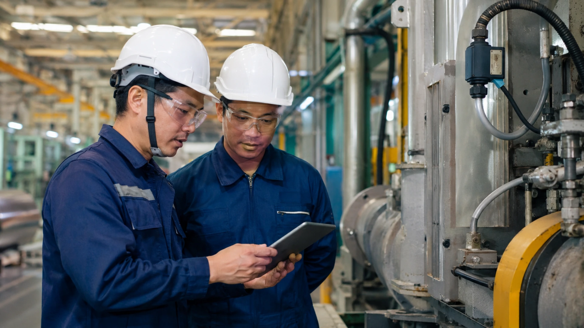 Kỹ sư bảo trì phân tích lịch sử sửa chữa, dữ liệu cảm biến và tình trạng thiết bị trong nhà máy để hỗ trợ AI dự báo hỏng hóc chính xác.