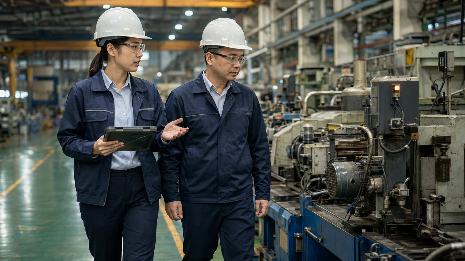 Quản lý tài sản và kỹ sư bảo trì đánh giá vòng đời thiết bị dựa trên lịch sử bảo trì và dữ liệu vận hành trong nhà máy sản xuất hiện đại.